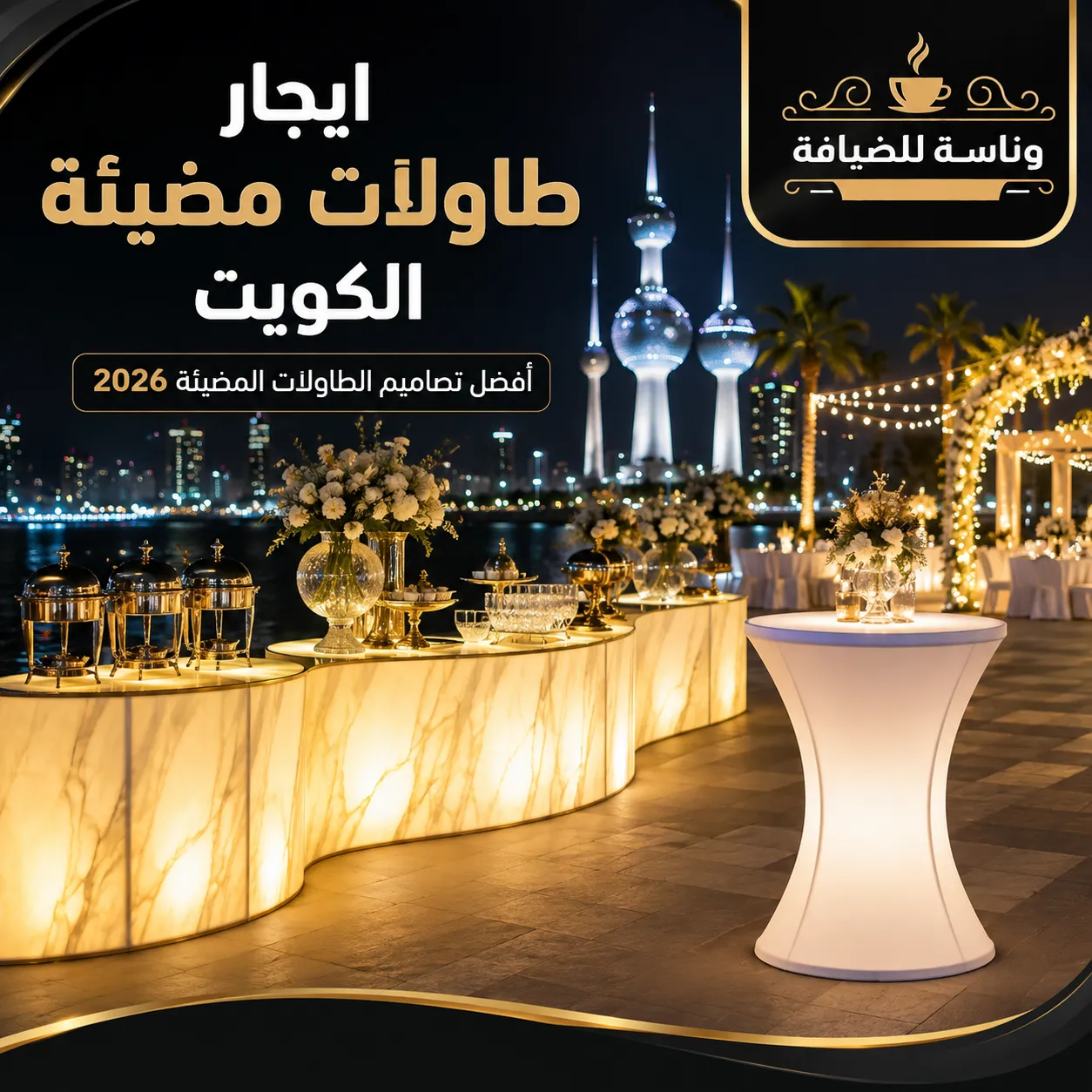 طاولات مضيئة للمناسبات والأفراح في الكويت